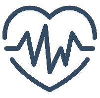 Blue lines health care logo with heart and waves - The Das Law Firm