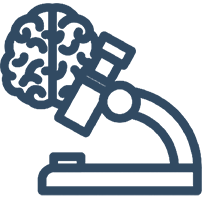 Logo with blue lines presenting brain and microscope - The Das Law Firm