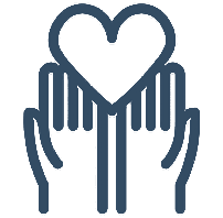 A logo represents charity hands and a heart - The Das Law Firm